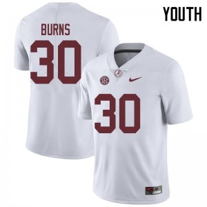 NCAA Youth Alabama Crimson Tide #30 Ryan Burns Stitched College 2018 Nike Authentic White Football Jersey SA17Y65NT